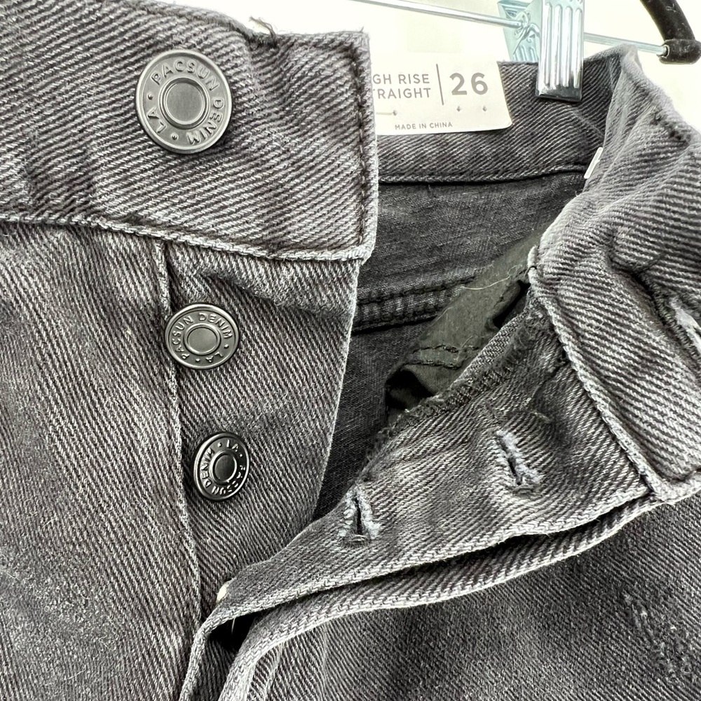 PACSUN BLACK HIGH RISE STRAIGHT RIPPED JEANS - Picture 8 of 10